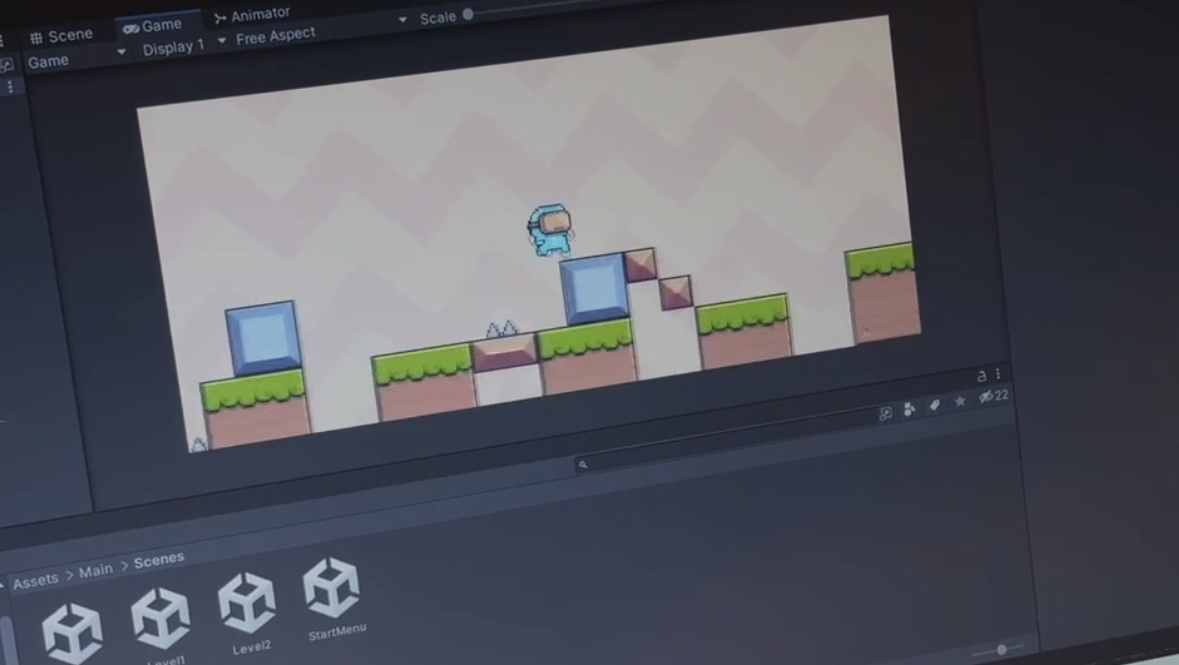 The custom 2D platformer running in the Unity editor